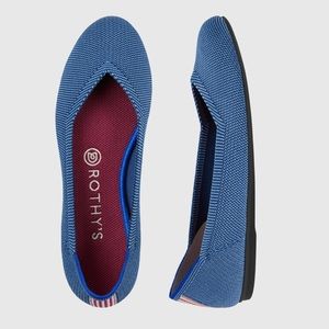 Brand New in Box Rothy’s Indigo Mini Stripe flats